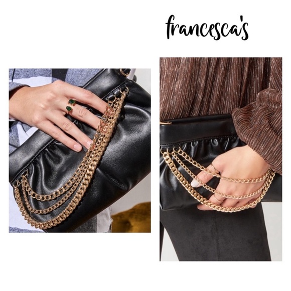 NEW FRANCESCA'S CANDICE TRIPLE CHAIN DUMPLING CLUTCH - Picture 1 of 7